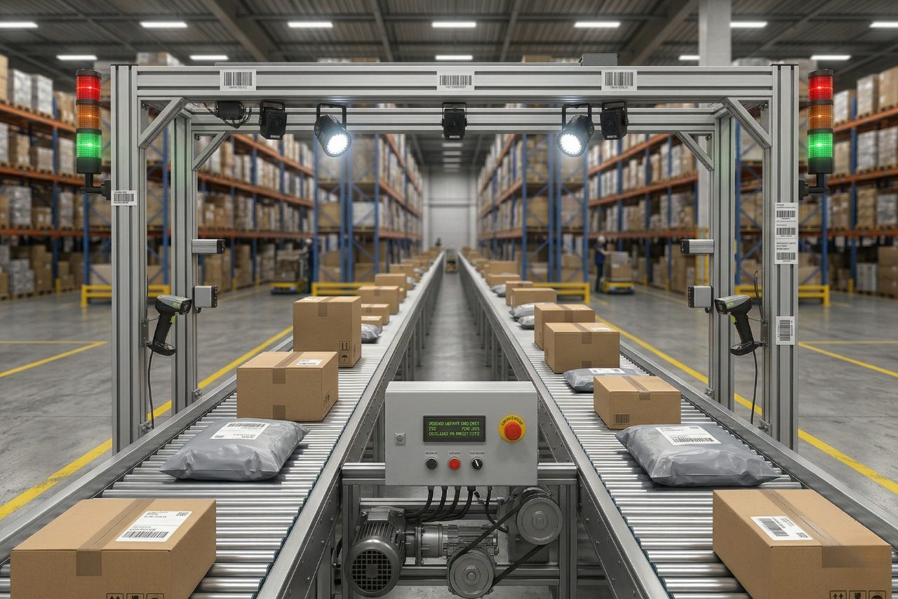 Industrial fixed-mount scanning systems automate high-speed conveyor tracking to ensure 24/7 supply chain visibility.